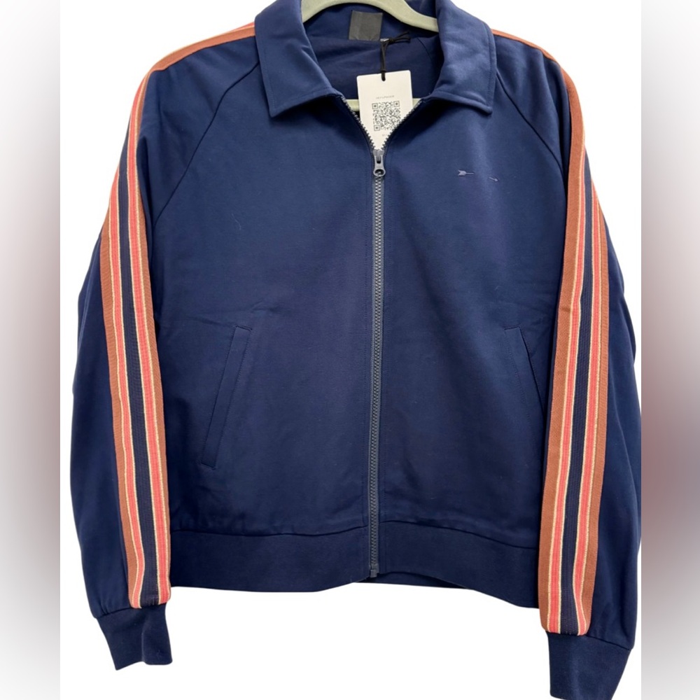 THE UPSIDE Ananda Pari Full Zip Size Small in Navy Retro Sporty Stripes NWT